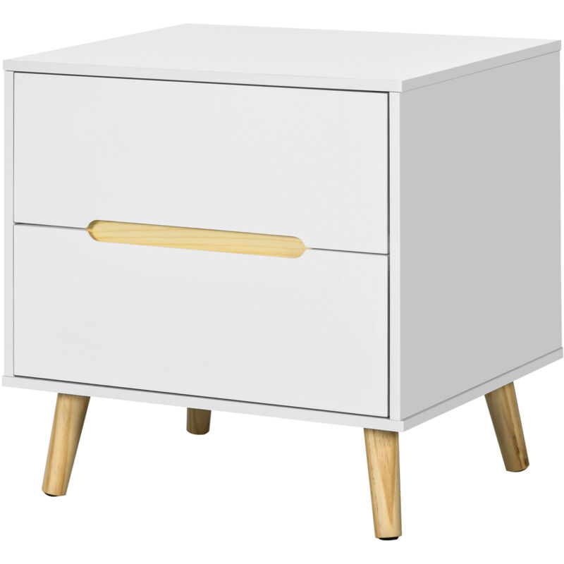 foto del prodotto homcom comodino moderno con 2 cassetti 50lx40px50.5a cm bianco