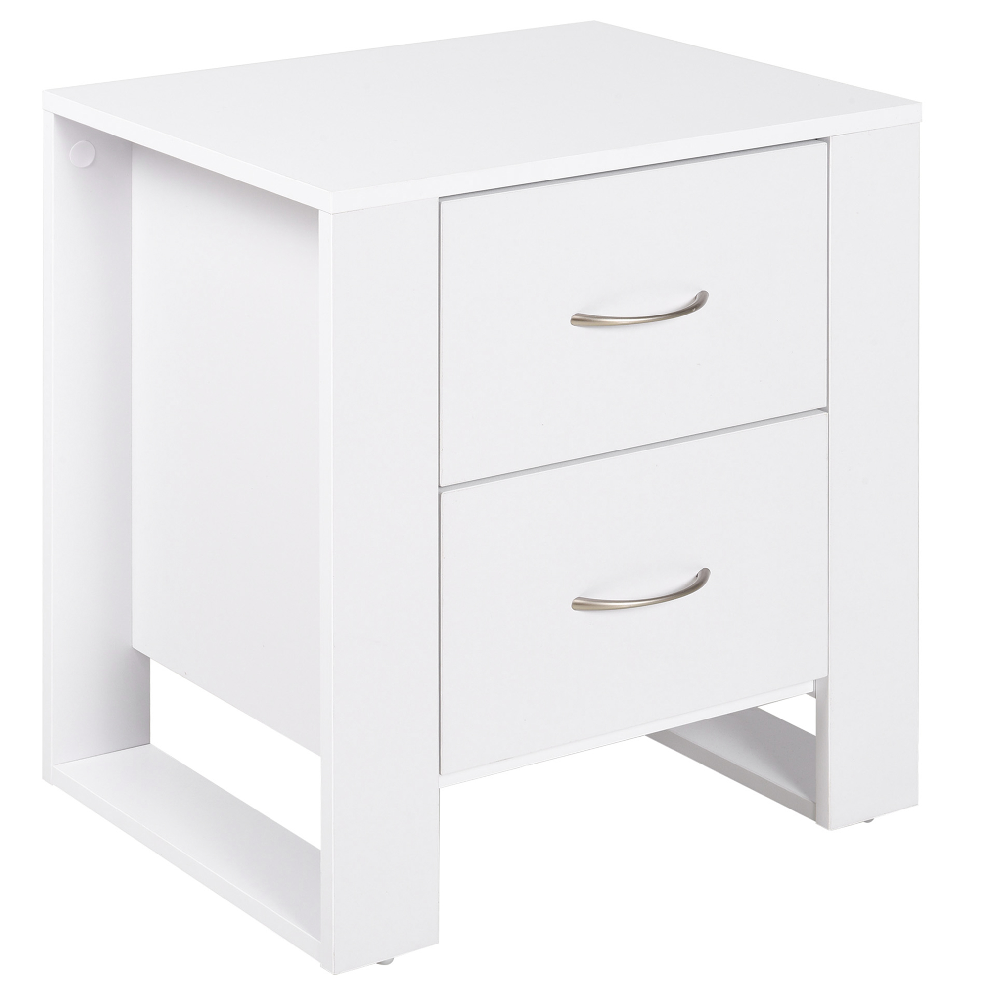 foto del prodotto homcom comodino moderno in legno con 2 cassetti per camera da letto, 48x39x54cm, bianco aosom