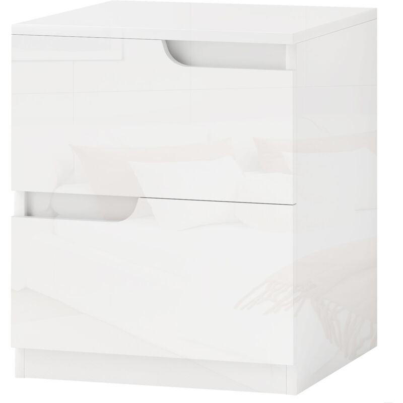 foto del prodotto homcom comodino per camera da letto con 2 cassetti in legno 40x40x48 cm bianco