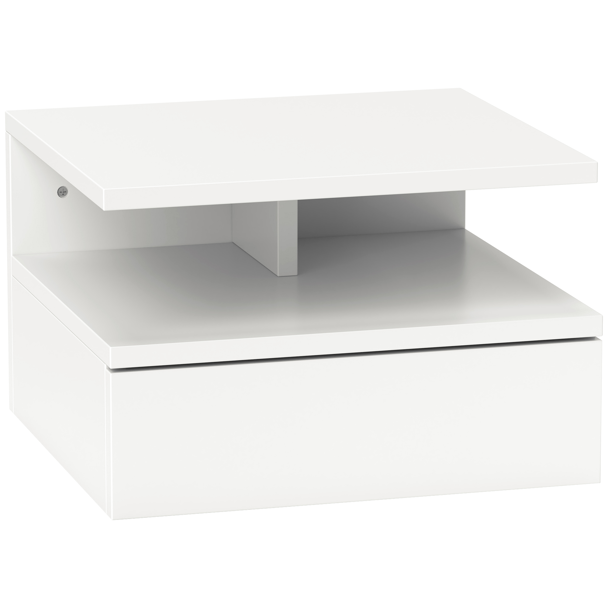 foto del prodotto homcom comodino sospeso per camera da letto con cassetto e mensola in legno, 35x32x22.5cm, bianco