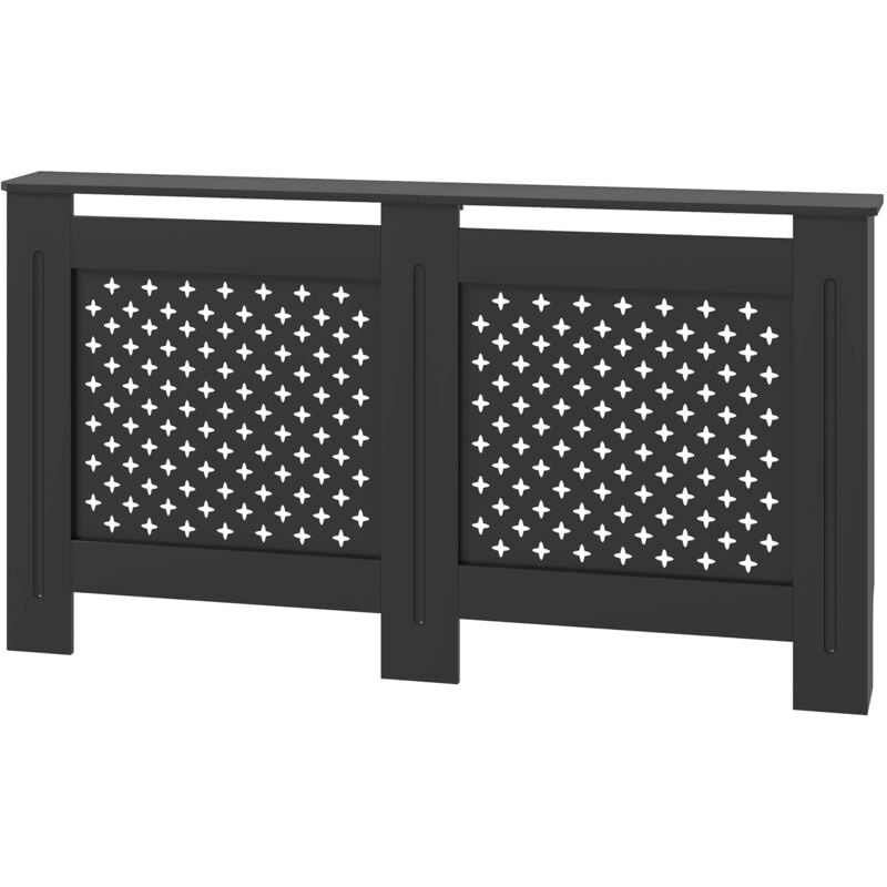 foto del prodotto homcom copricaloriferi in legno traforato con ripiano 152x19x82 cm nero