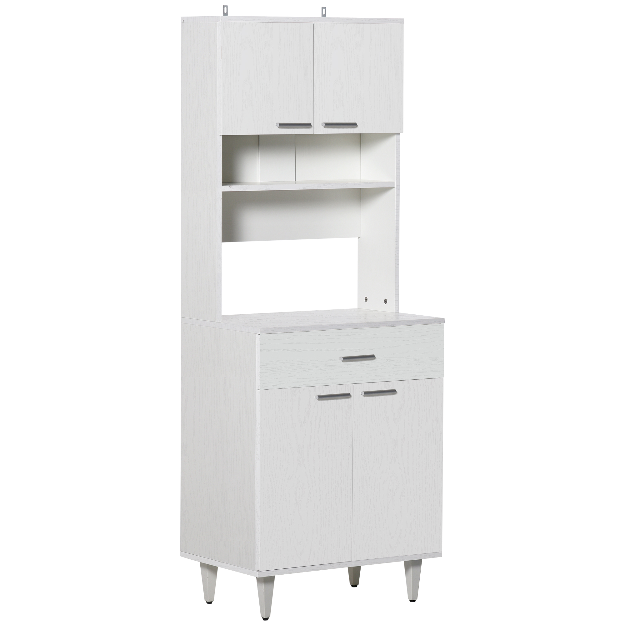 foto del prodotto homcom credenza alta da cucina, madia classica bianca in legno con 2 armadietti e 1 mensola, bianco, 60x40x160cm aosom