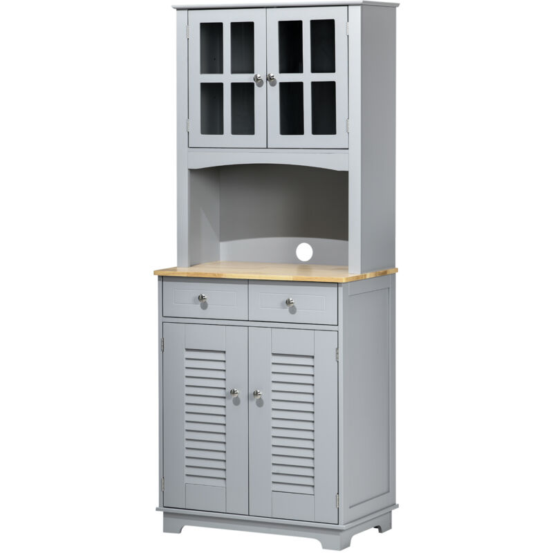 foto del prodotto homcom credenza alta per cucina armadio dispensa in stile classico grigia