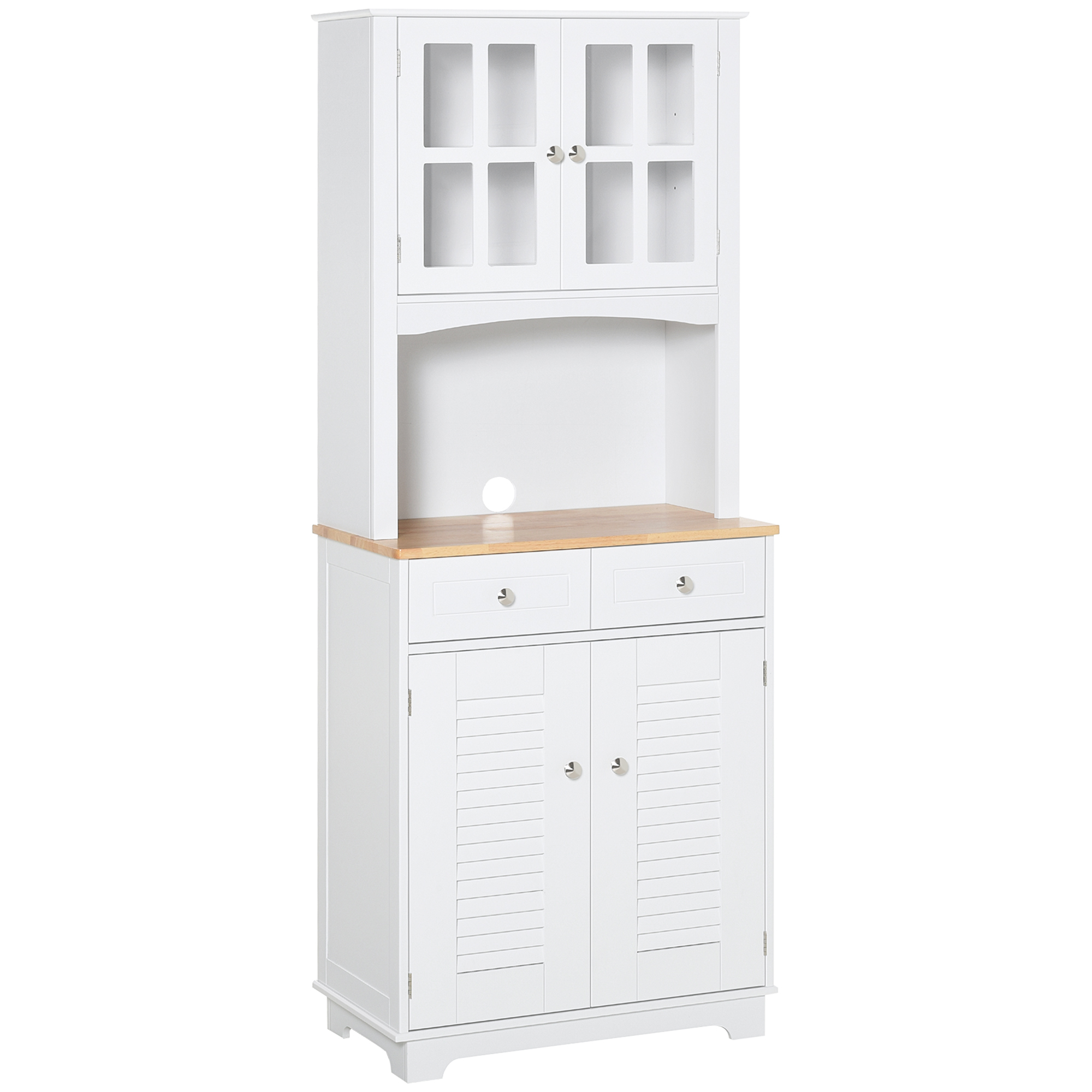 foto del prodotto homcom credenza alta per cucina, mobile buffet in legno bianco, armadio dispensa in stile classico, bianco, 68x39.5x170cm aosom