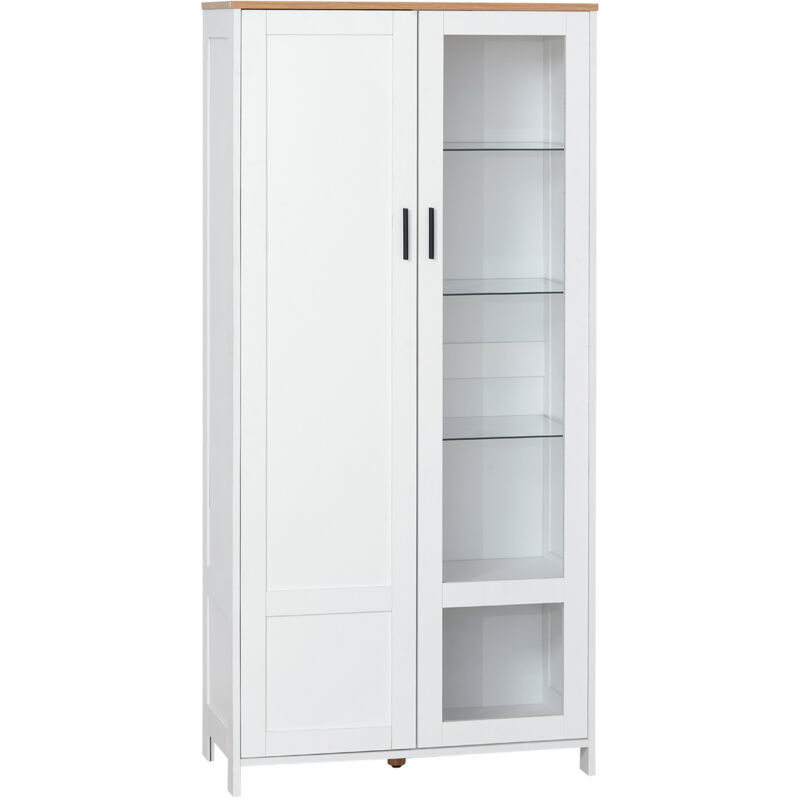 foto del prodotto homcom credenza cucina a 2 ante in legno e vetro con mensole regolabili