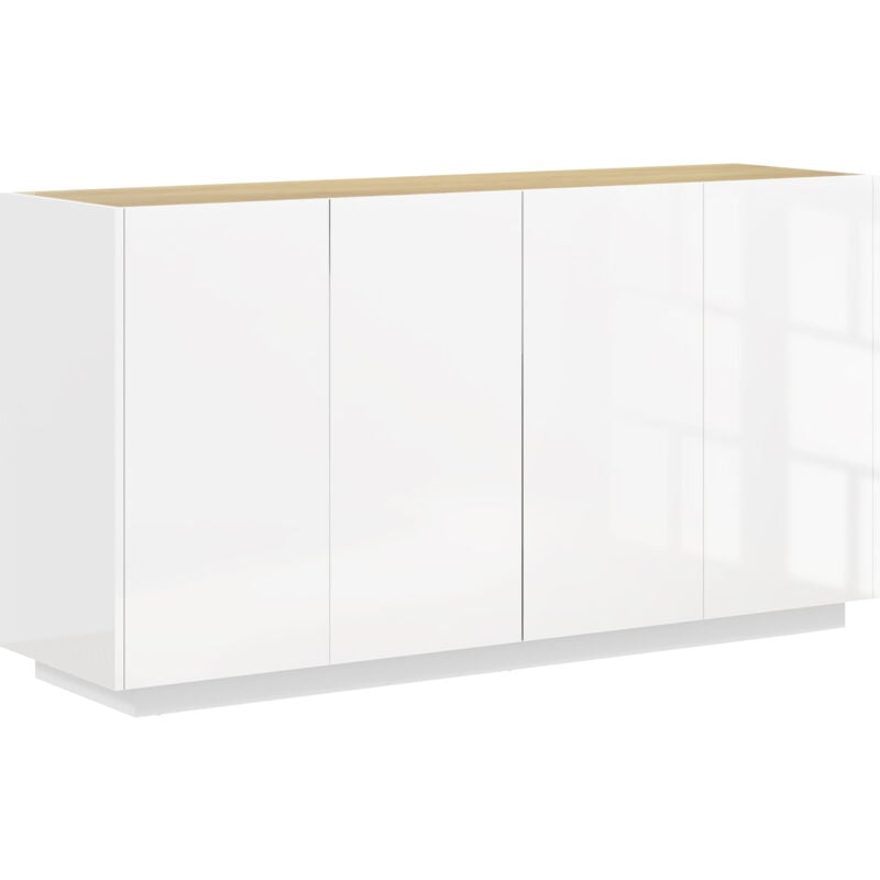 foto del prodotto homcom credenza cucina con armadietti 2 ante e ripiani regolabili bianco lucido