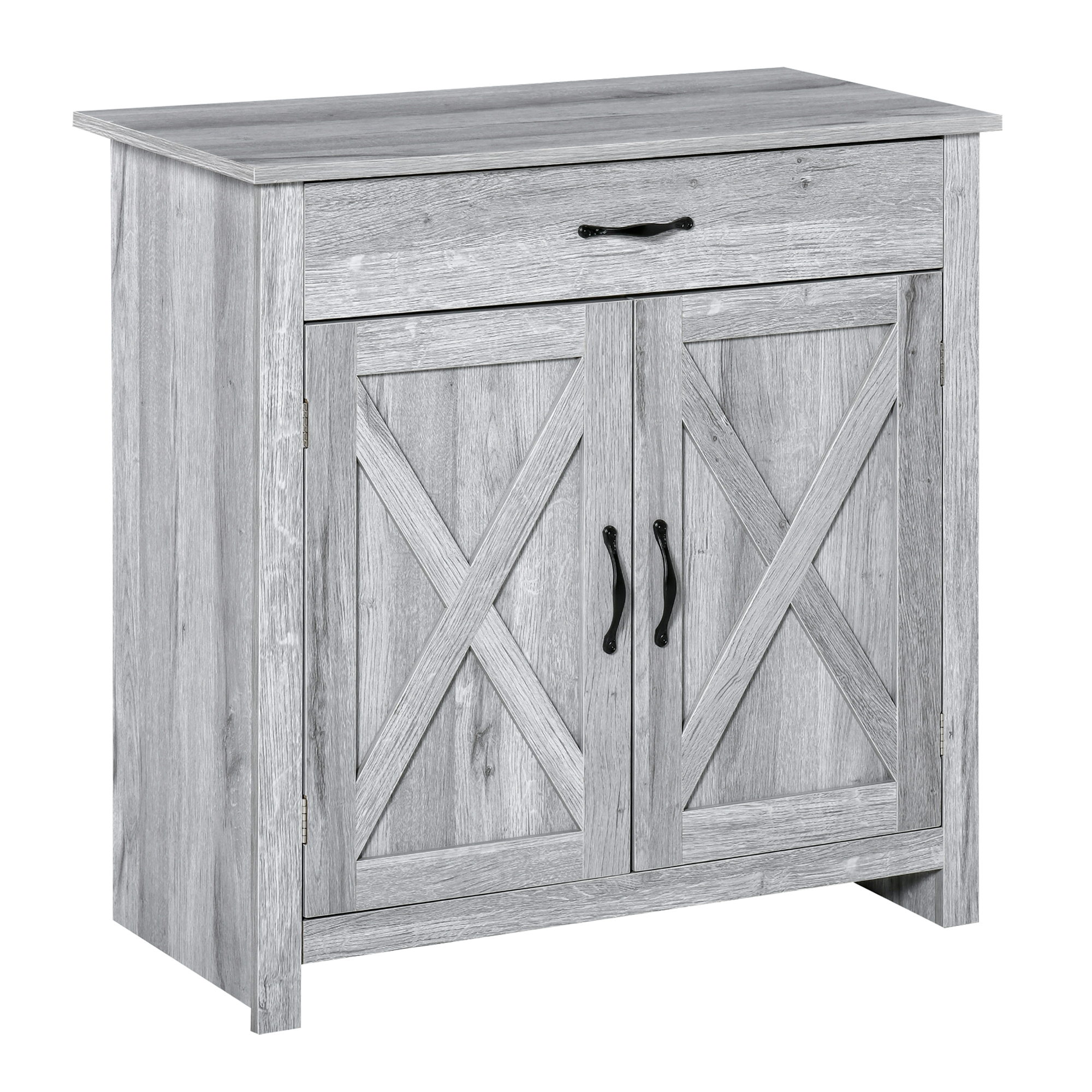 foto del prodotto homcom credenza cucina country con armadietto a 2 ante e cassetto, 80x39.7x80cm, grigio aosom