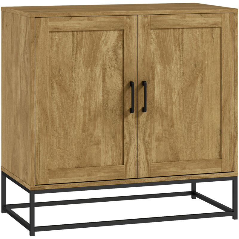 foto del prodotto homcom credenza da cucina a 2 livelli in truciolato e acciaio legno naturale