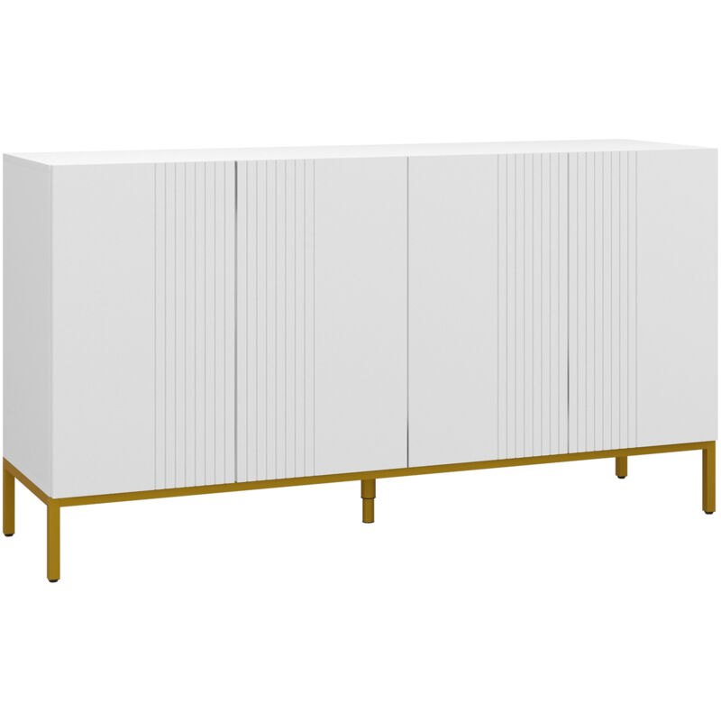 foto del prodotto homcom credenza moderna 4 ante ammortizzate e mensole regolabili bianco e oro