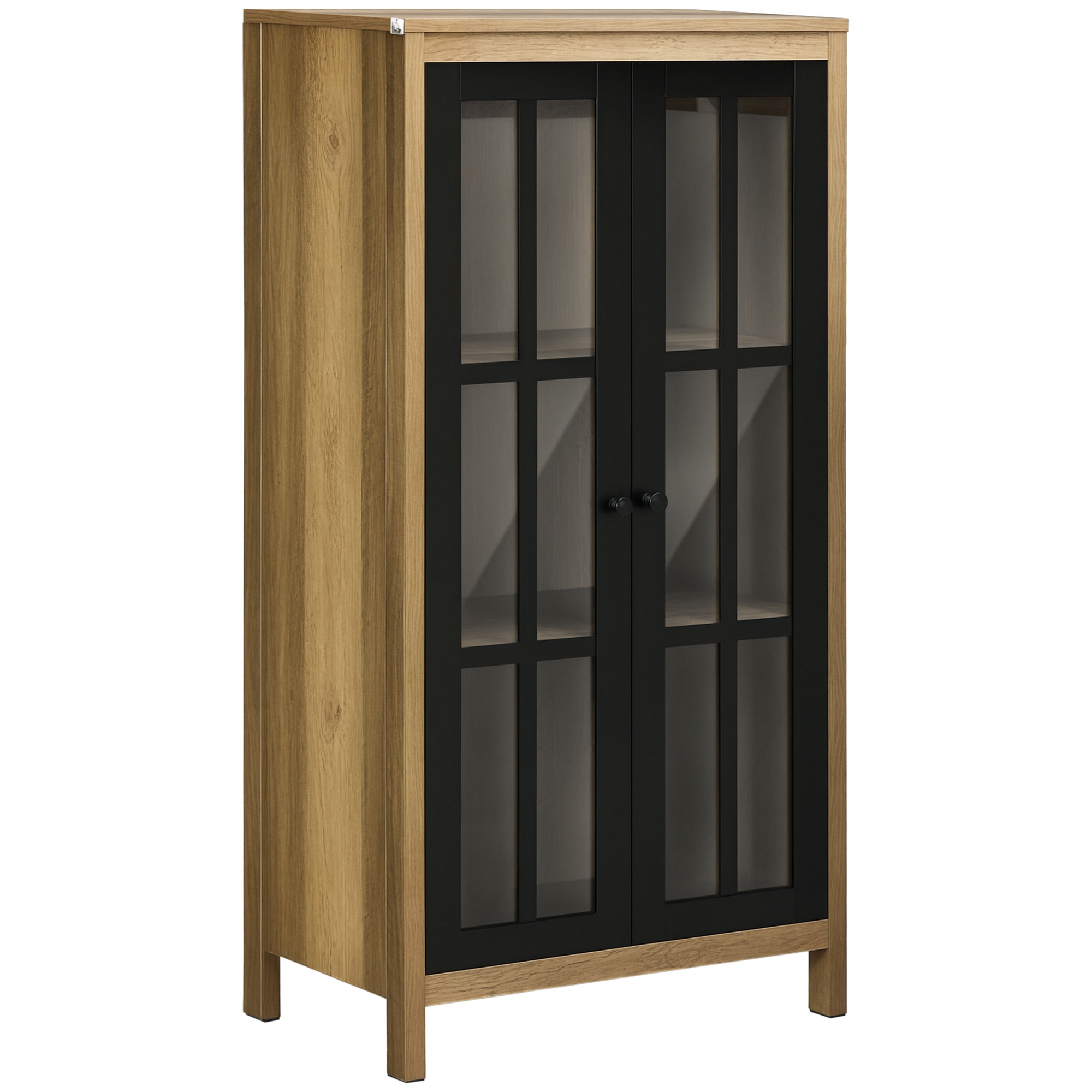 foto del prodotto homcom credenza moderna a 2 ante in vetro e legno, 60x35x120cm, marrone aosom