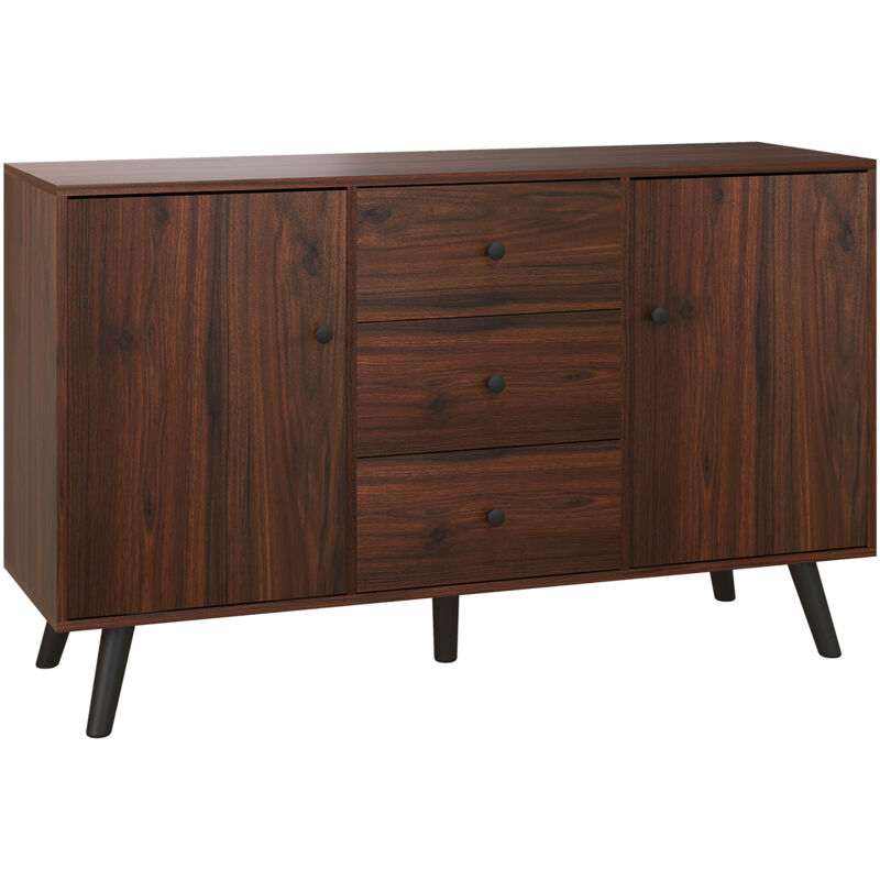 foto del prodotto homcom credenza moderna per soggiorno ingresso e sala da pranzo marrone e nera