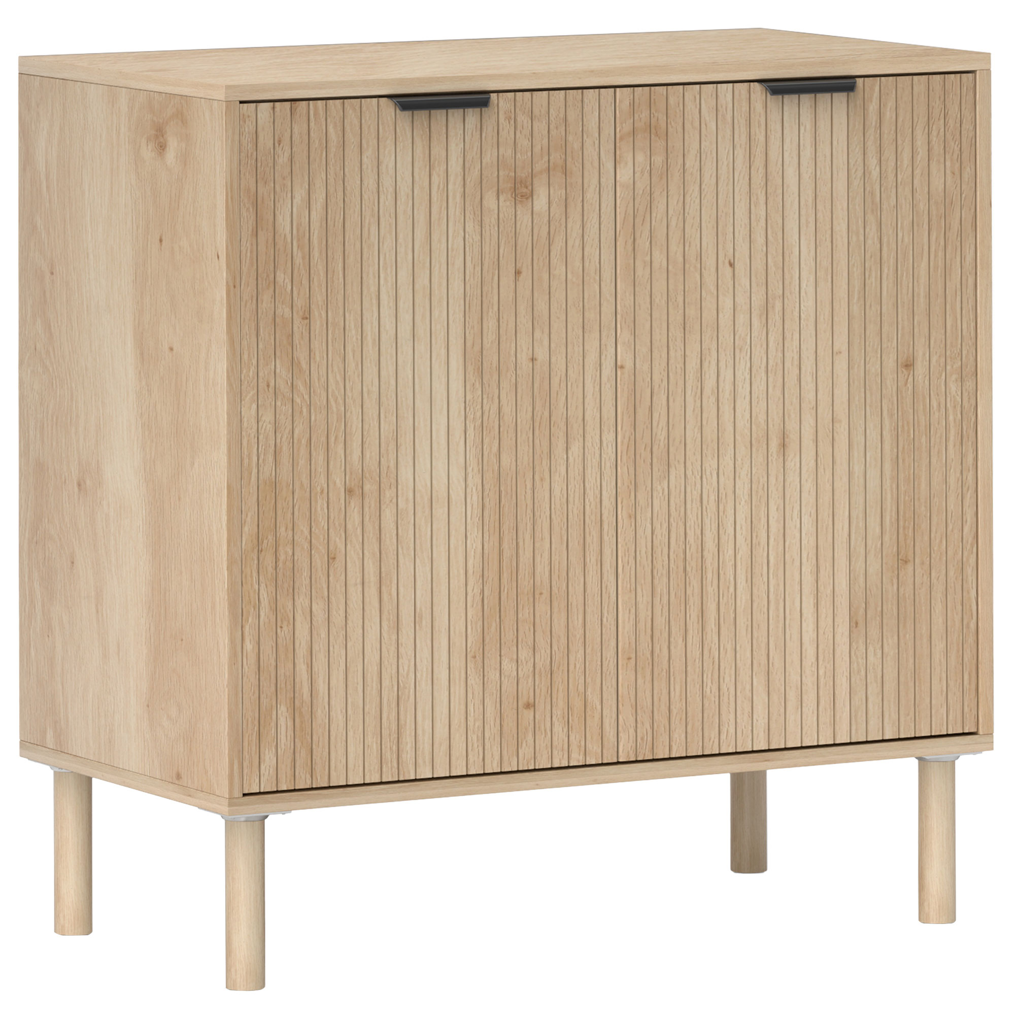 foto del prodotto homcom credenza multiuso moderna in legno a 2 livelli, mobile contenitore con ripiano regolabile su 3 livelli, 78x40x77.5 cm, color rovere aosom italy