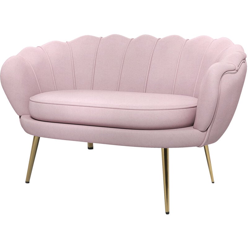 foto del prodotto homcom divanetto 2 posti in stile industrial chic effetto velluto rosa