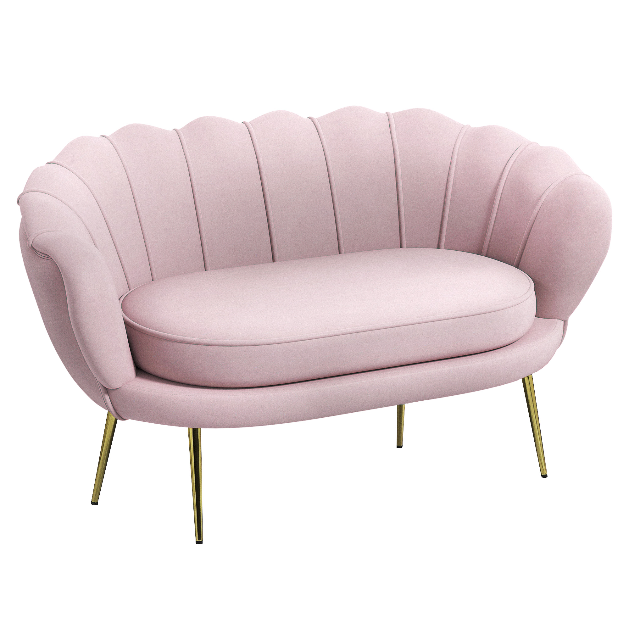 foto del prodotto homcom divanetto 2 posti in stile industrial chic in tessuto effetto velluto e metallo, 130x77x77 cm, rosa