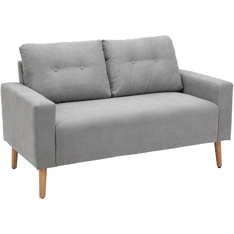 foto del prodotto homcom divano 2 posti compatto stile nordico, schienale trapuntato, grigio