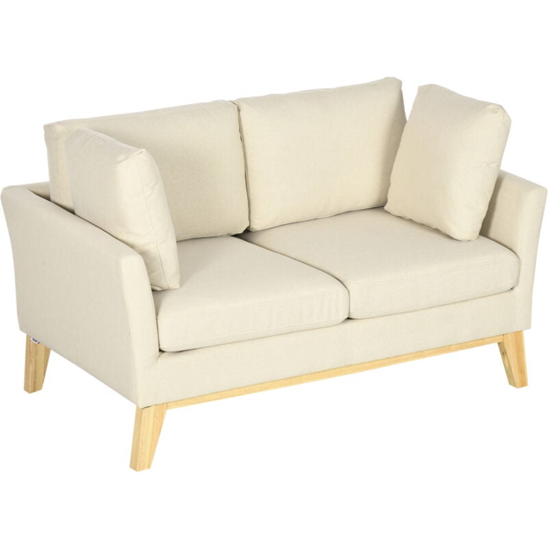 foto del prodotto homcom divano da 2 posti 137x78x78cm beige in legno di eucalipto