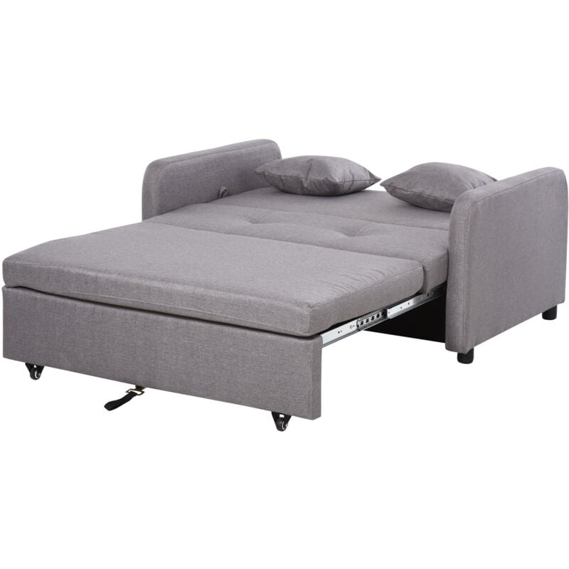 foto del prodotto homcom divano letto 2 in 1 con vano contenitore e design moderno in lino grigio