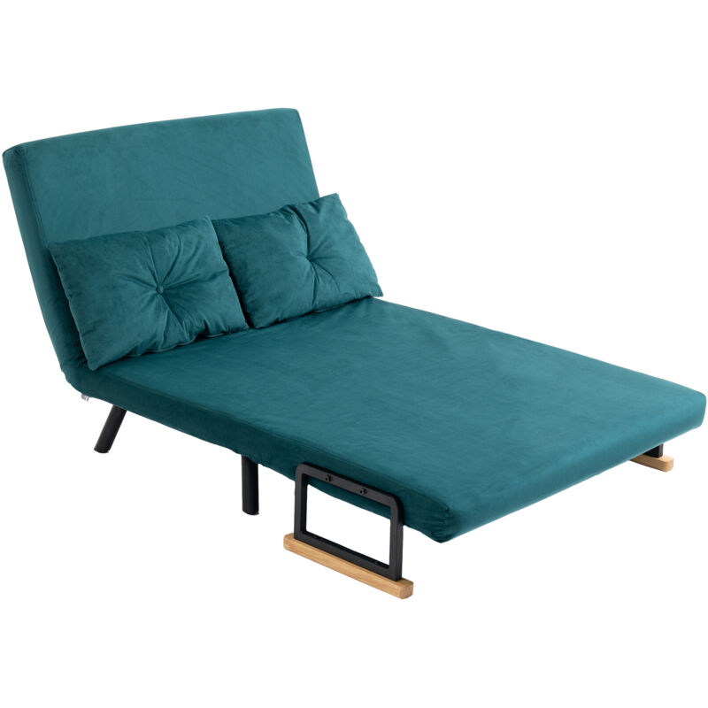 foto del prodotto homcom divano letto vellutato blu scuro design 3 in 1 con cuscini imbottiti