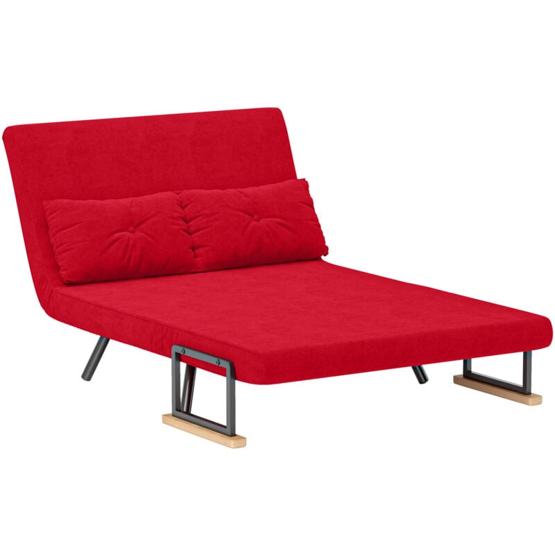foto del prodotto homcom divano letto vellutato con schienale regolabile su 5 livelli rosso