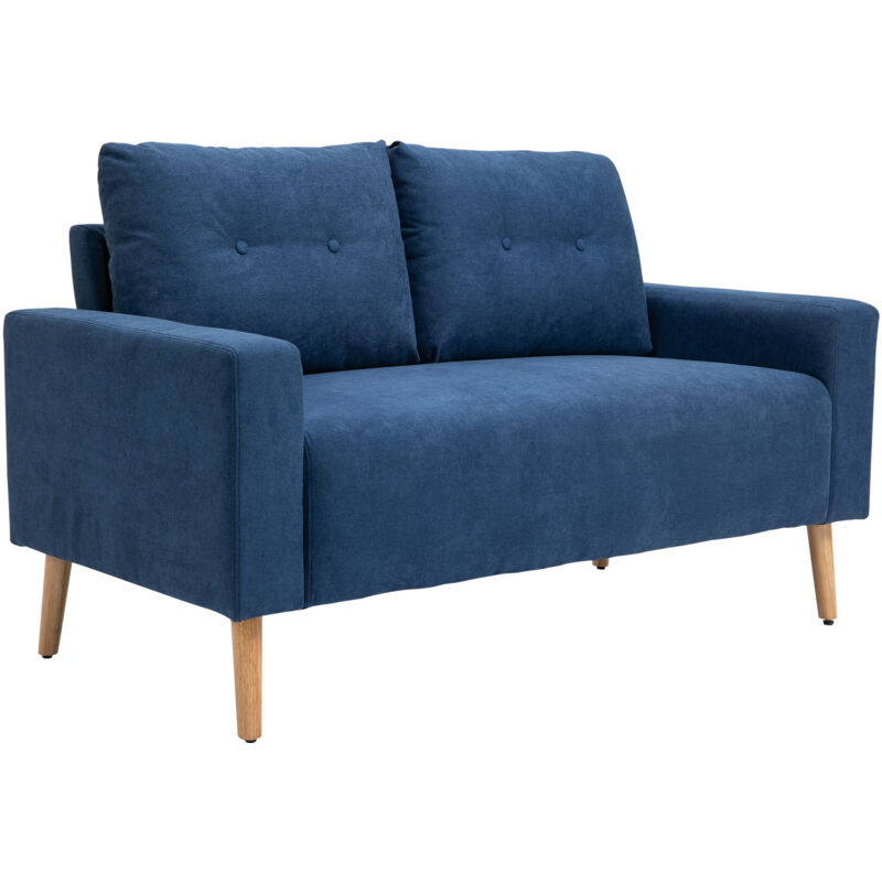 foto del prodotto homcom divano moderno 2 posti stile nordico in poliestere e legno blu