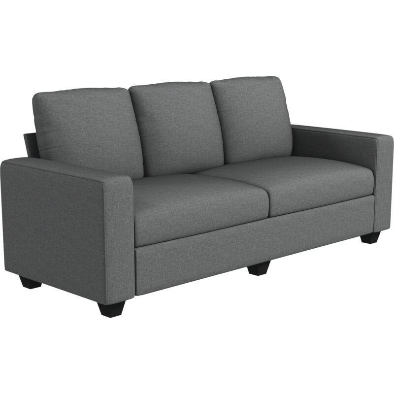 foto del prodotto homcom divano moderno 3 posti in tessuto con cuscini, 237x94x102cm, grigio