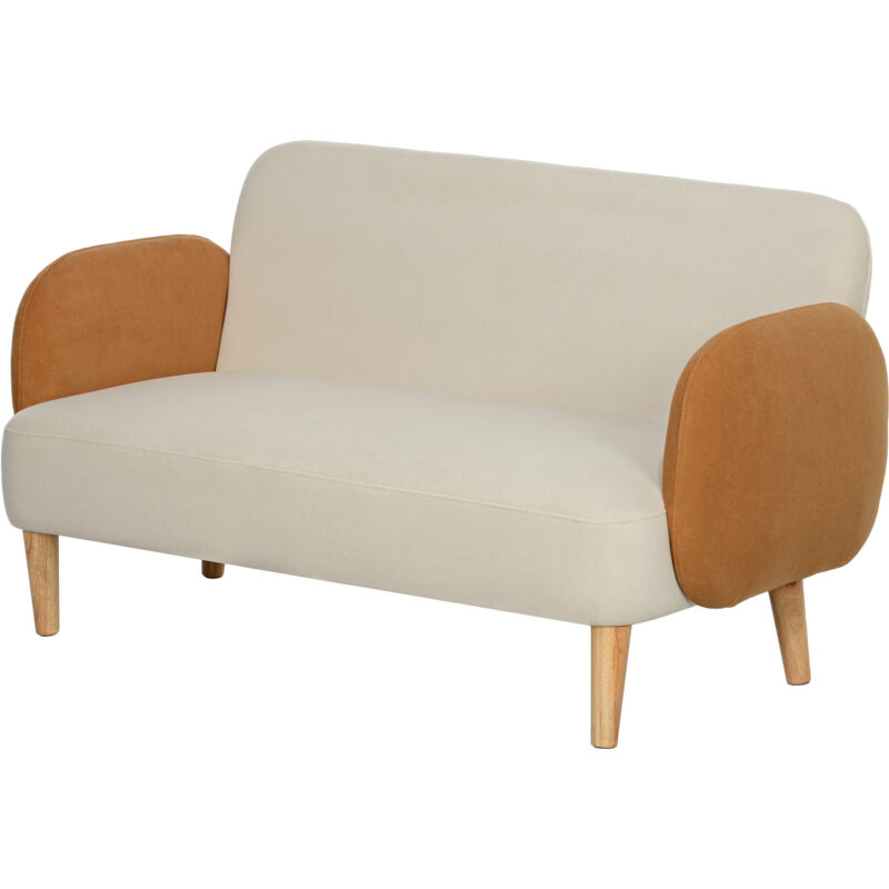 foto del prodotto homcom divano moderno stile nordico in tessuto effetto velluto crema e arancione