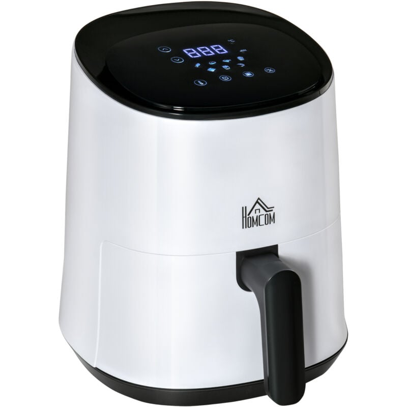 foto del prodotto homcom friggitrice ad aria senz olio 1300w 2.5l con 7 menu preimpostati bianca
