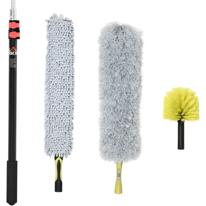 foto del prodotto homcom kit di pulizia per la casa con 3 spolverini e asta di prolunga