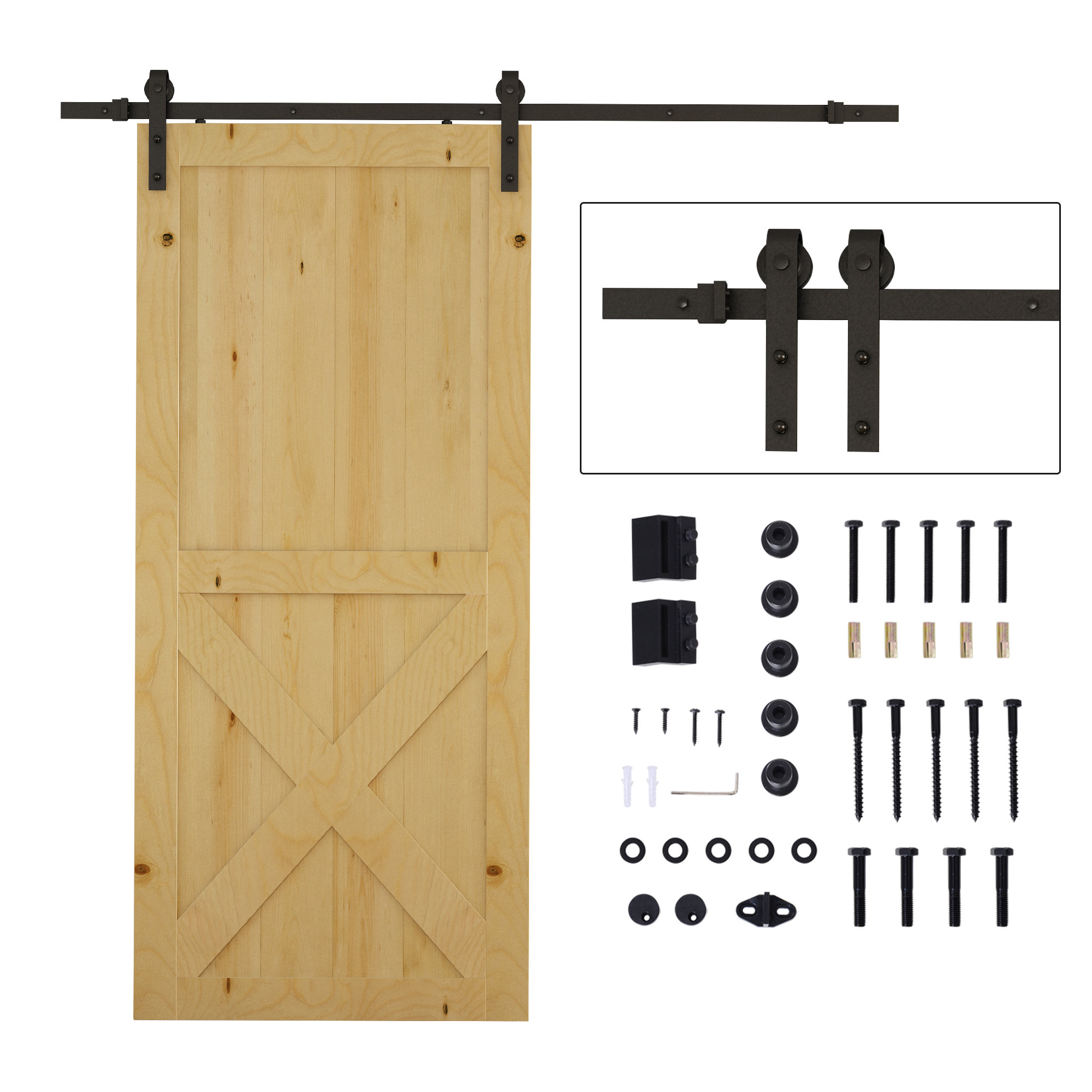 foto del prodotto homcom kit montaggio per porte scorrevoli con binario e accessori in acciaio al carbonio, 200x4x0.6cm aosom