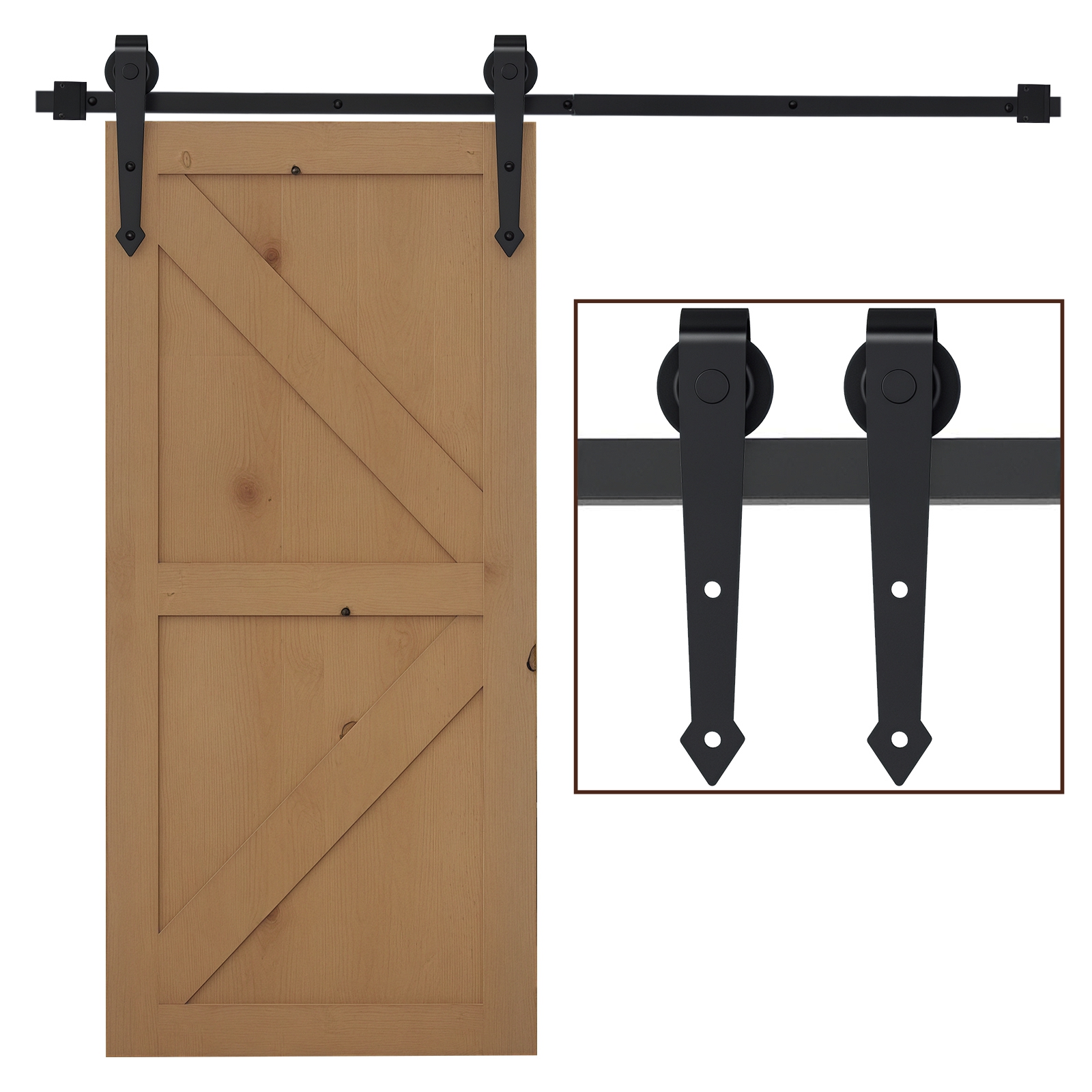 foto del prodotto homcom kit per porta scorrevole in stile rustico con binario 200cm e rotelle, nero