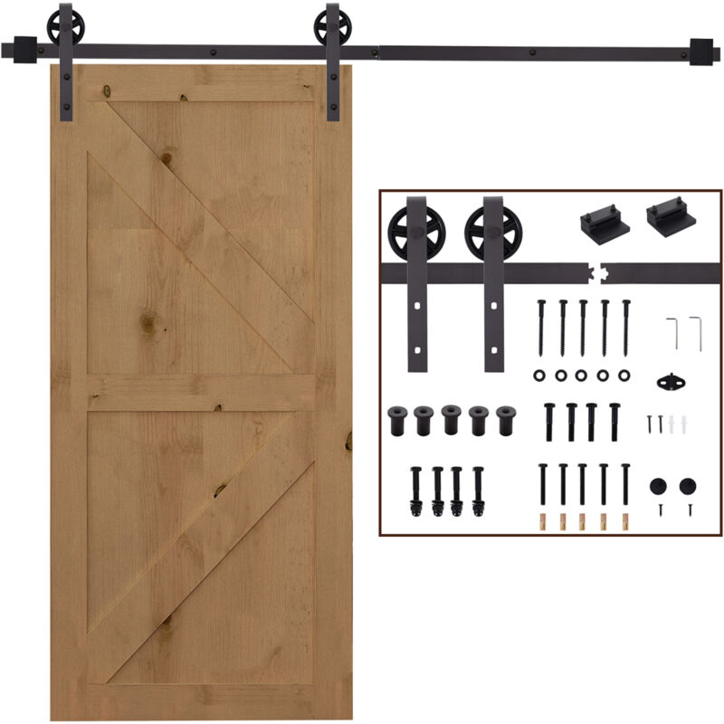 foto del prodotto homcom kit per porte scorrevoli completo in acciaio al carbonio color caff 