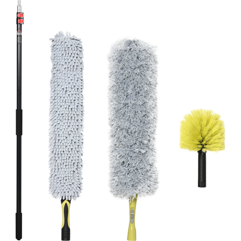 foto del prodotto homcom kit per pulizia della casa con asta di prolunga e 3 spolverini