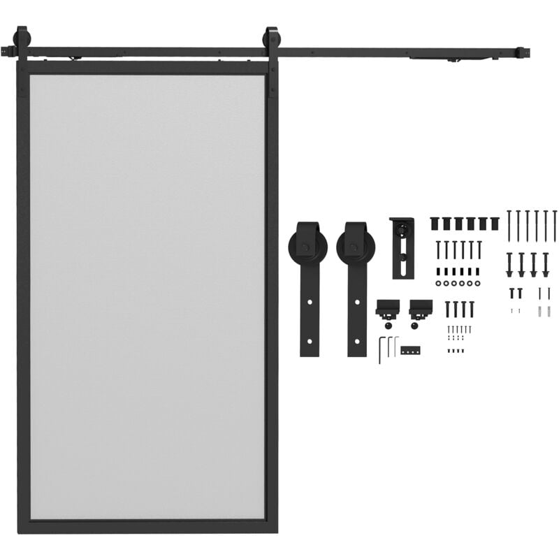 foto del prodotto homcom kit porte scorrevoli 90kg max in acciaio al carbonio nero con accessori