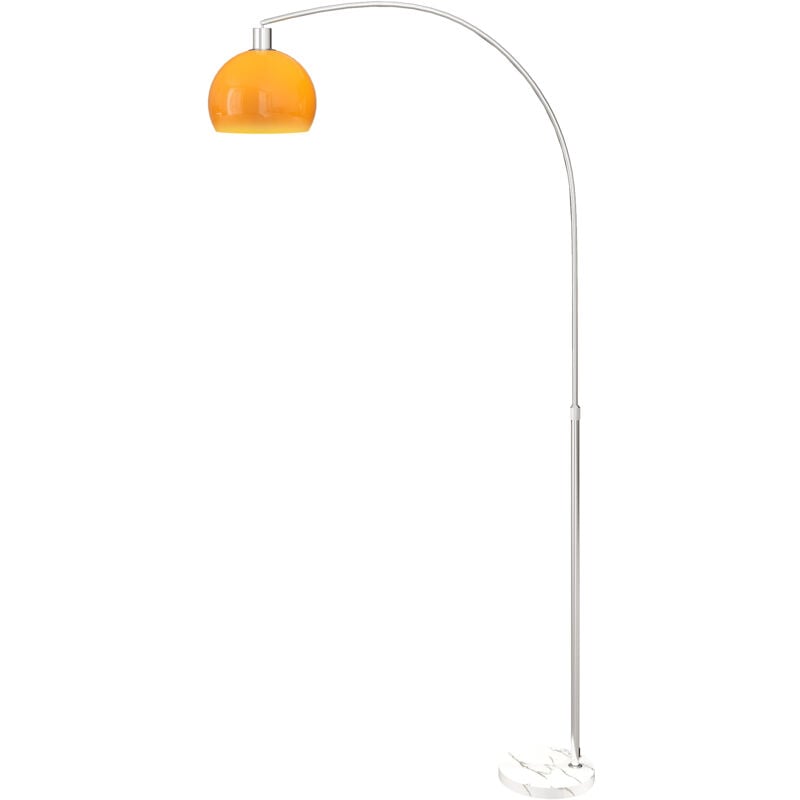 foto del prodotto homcom lampada a terra ad arco con interruttore a pedale bianco e arancione