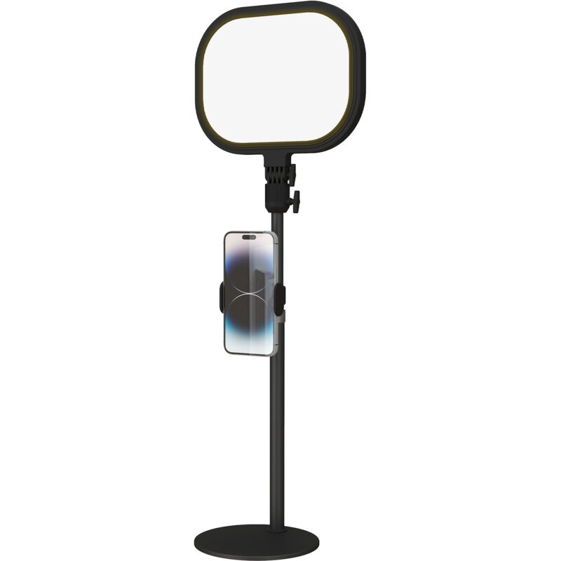 foto del prodotto homcom lampada da tavolo led dimmerabile con supporto per telefono nero