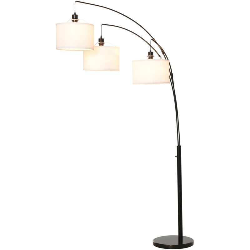 foto del prodotto homcom lampada da terra 3 luci base in marmo e braccia flessibili altezza 205cm