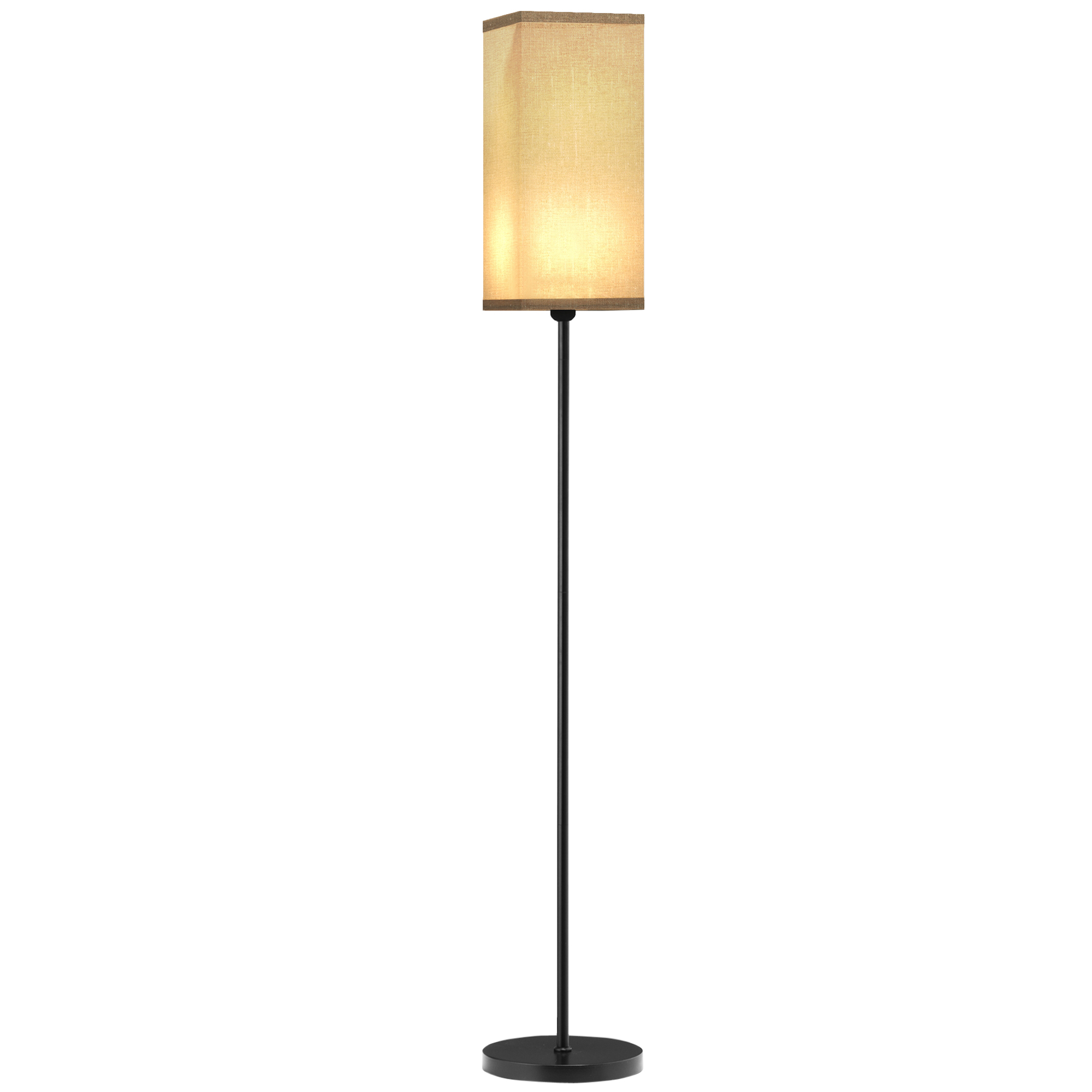 foto del prodotto homcom lampada da terra 40w con interruttore a pedale, in tessuto effetto lino e metallo, 25x161.5 cm, nero e beige