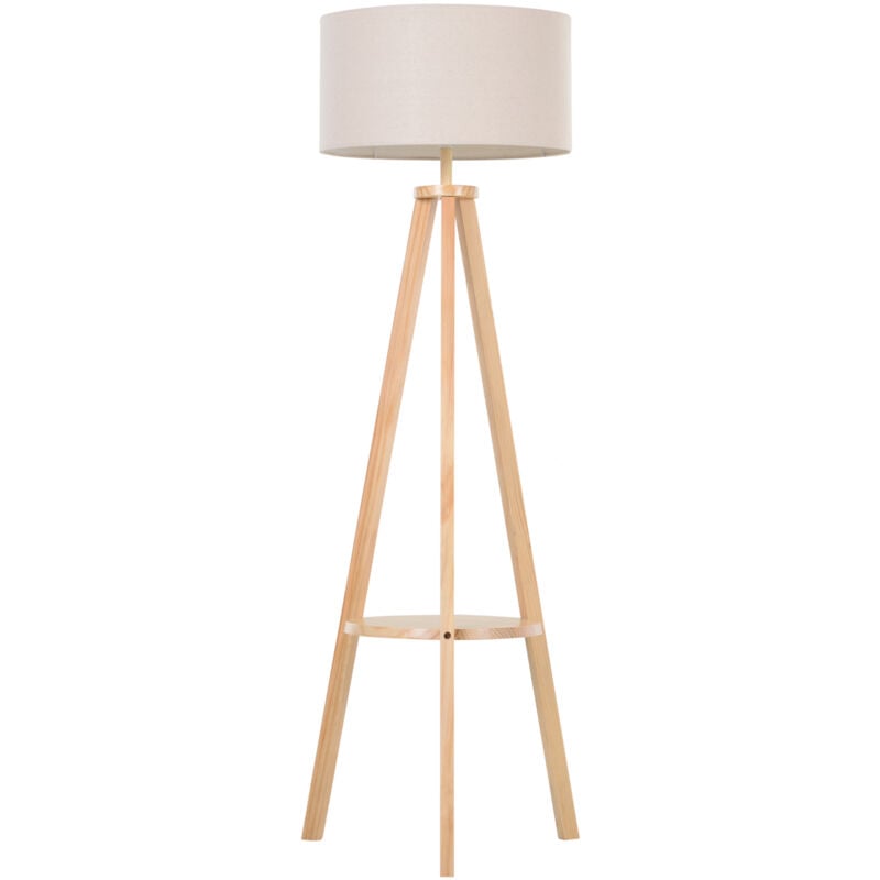 foto del prodotto homcom lampada da terra altezza 154cm con paralume in lino, legno