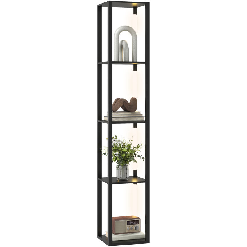 foto del prodotto homcom lampada da terra con 4 ripiani e 3 livelli luminosit 29x29x163cm nero