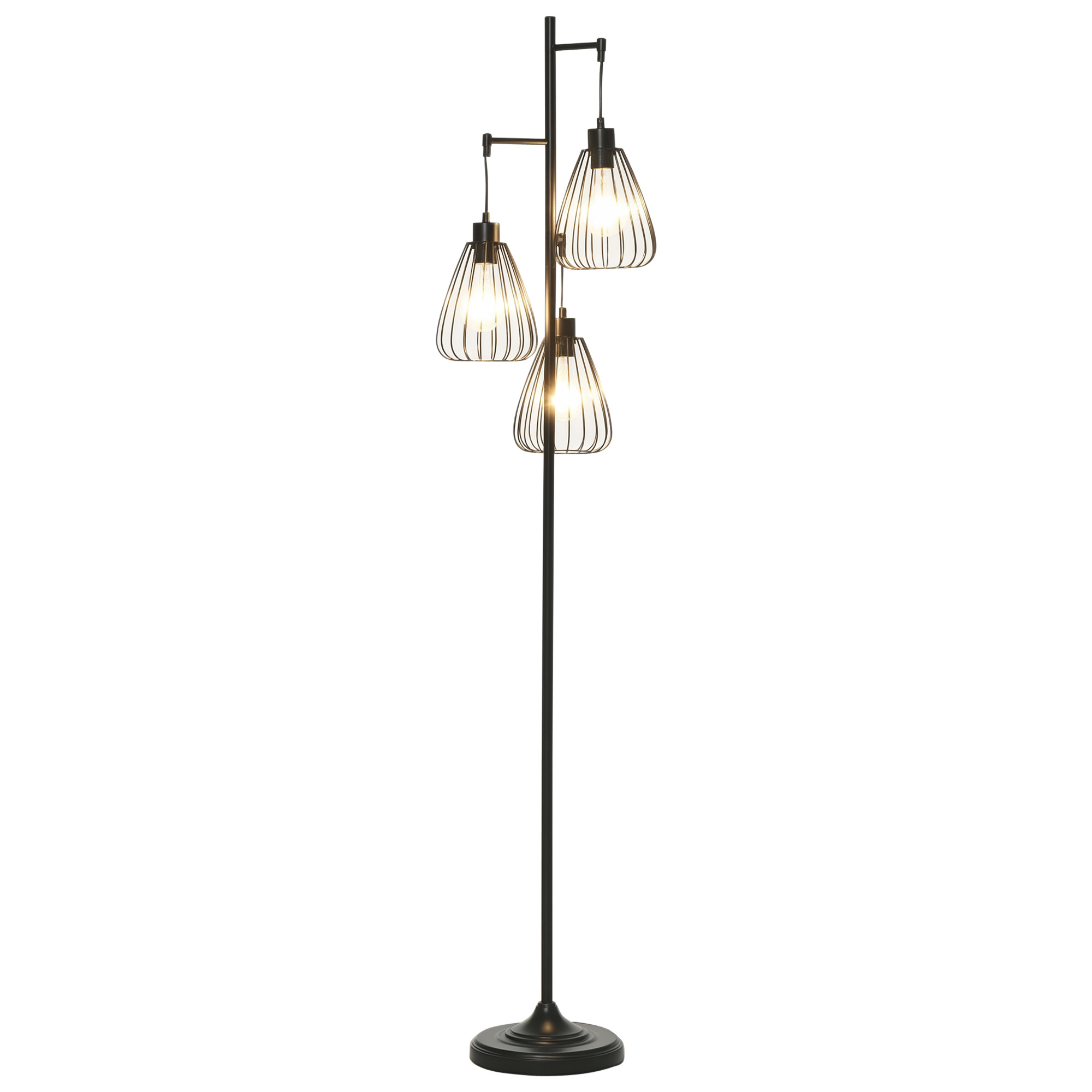 foto del prodotto homcom lampada da terra design vintage industriale in metallo nero, lampada a piantana moderna diametro 35 x 170cm aosom
