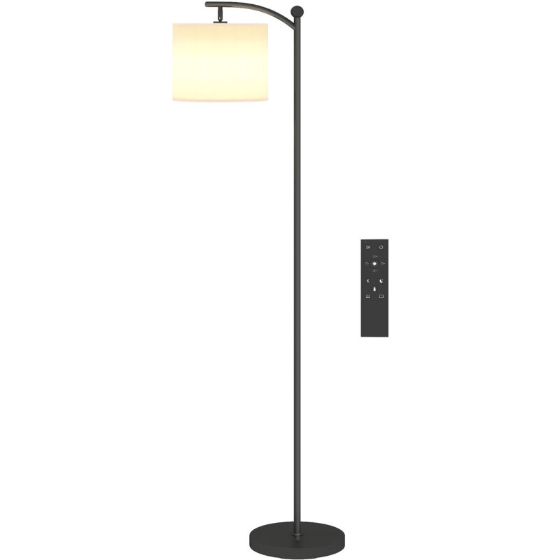 foto del prodotto homcom lampada da terra led dimmerabile e regolabile telecomando e timer nero