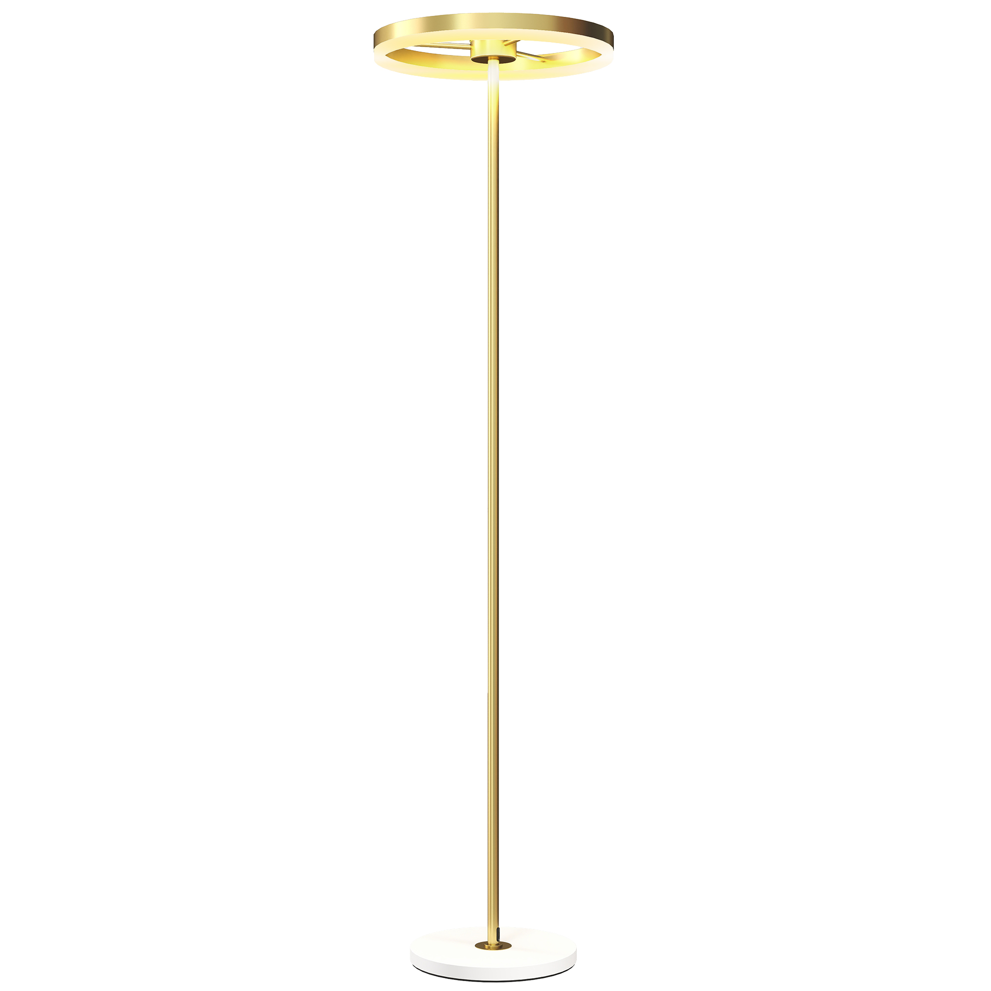 foto del prodotto homcom lampada da terra moderna con luce dimmerabile con interruttore a pedale e 3 luminosità, oro aosom italy