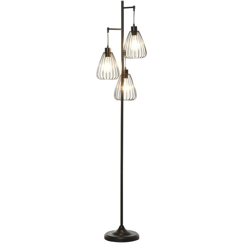 foto del prodotto homcom lampada da terra piantana in metallo nero design vintage industriale