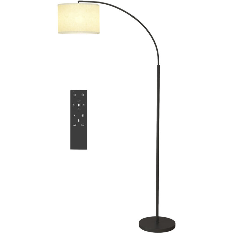 foto del prodotto homcom lampada da terra regolabile paralume girevole telecomando e timer 1h nero