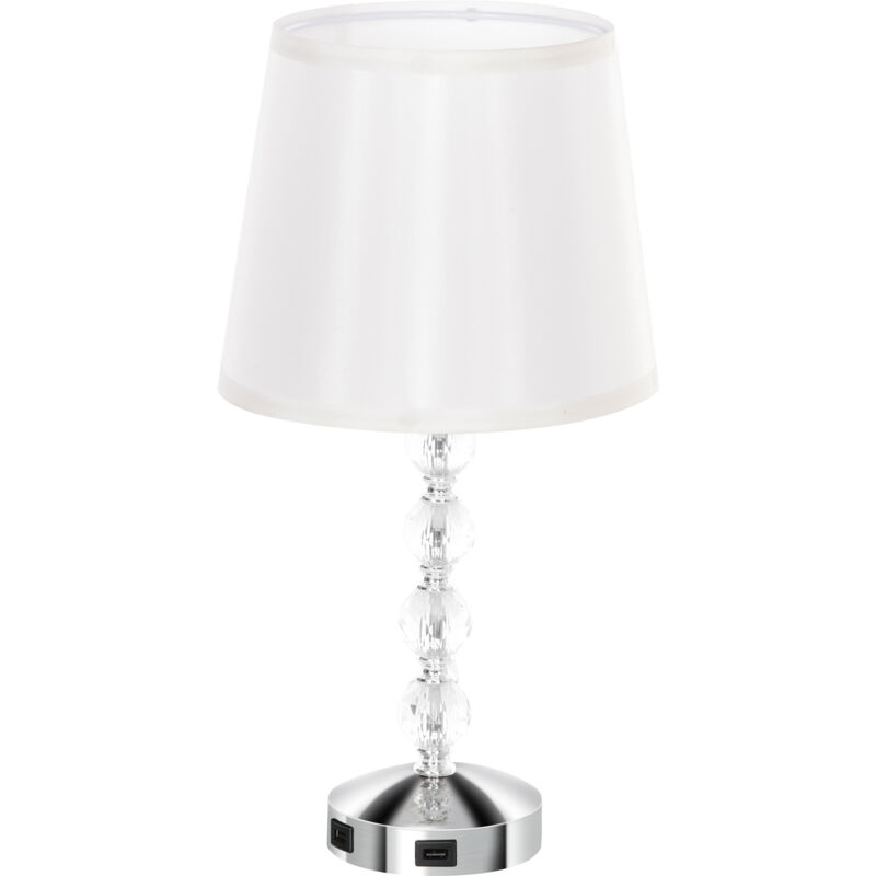 foto del prodotto homcom lampada moderna con cristalli e porta usb bianco e argento