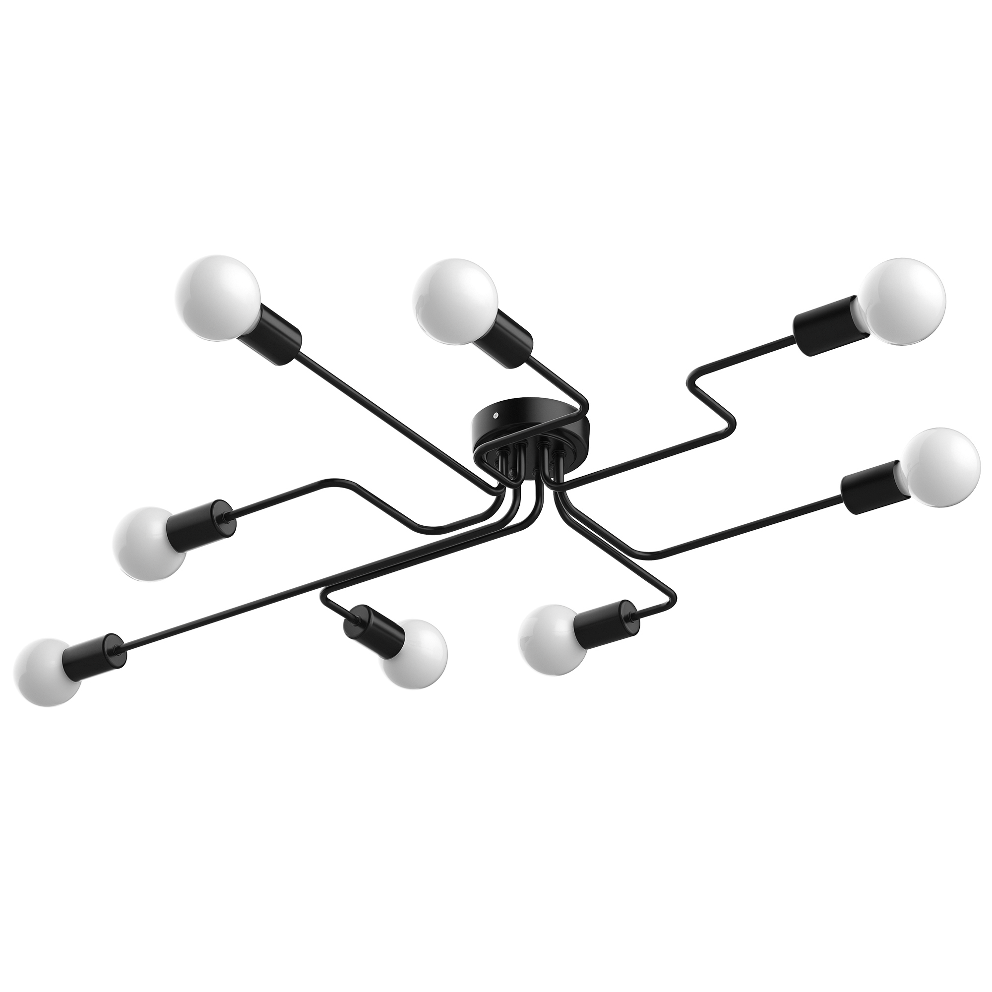 foto del prodotto homcom lampadario a soffitto moderno 8 punti luce, illuminazione design industriale per casa e ufficio, nero