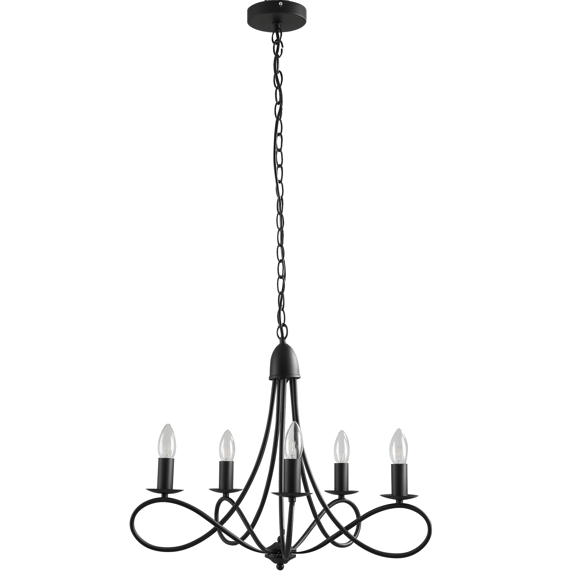 foto del prodotto homcom lampadario con 5 candelieri pieghevole altezza regolabile vintage in acciaio nero diametro 58 x 45cm aosom