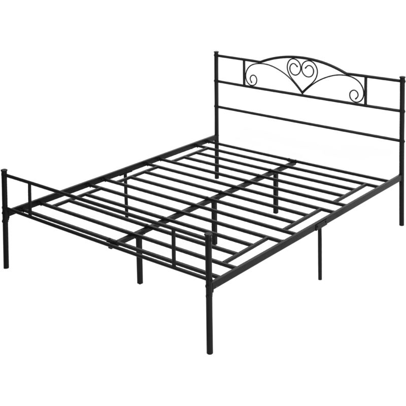 foto del prodotto homcom letto matrimoniale 160x200cm in acciaio con doghe integrate e testiera