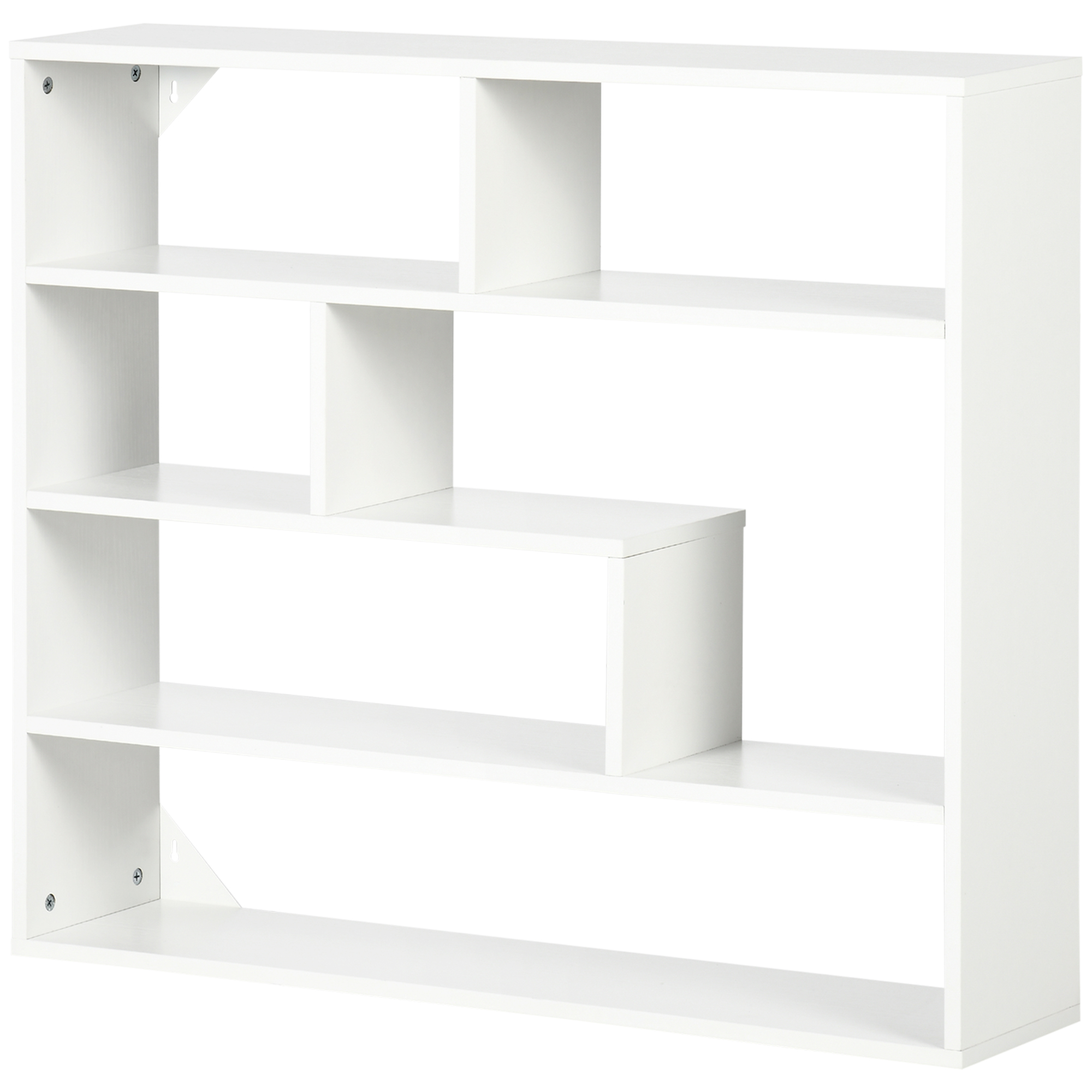 foto del prodotto homcom libreria a muro moderna in legno a 4 livelli, 94x19.5x80cm, bianco aosom