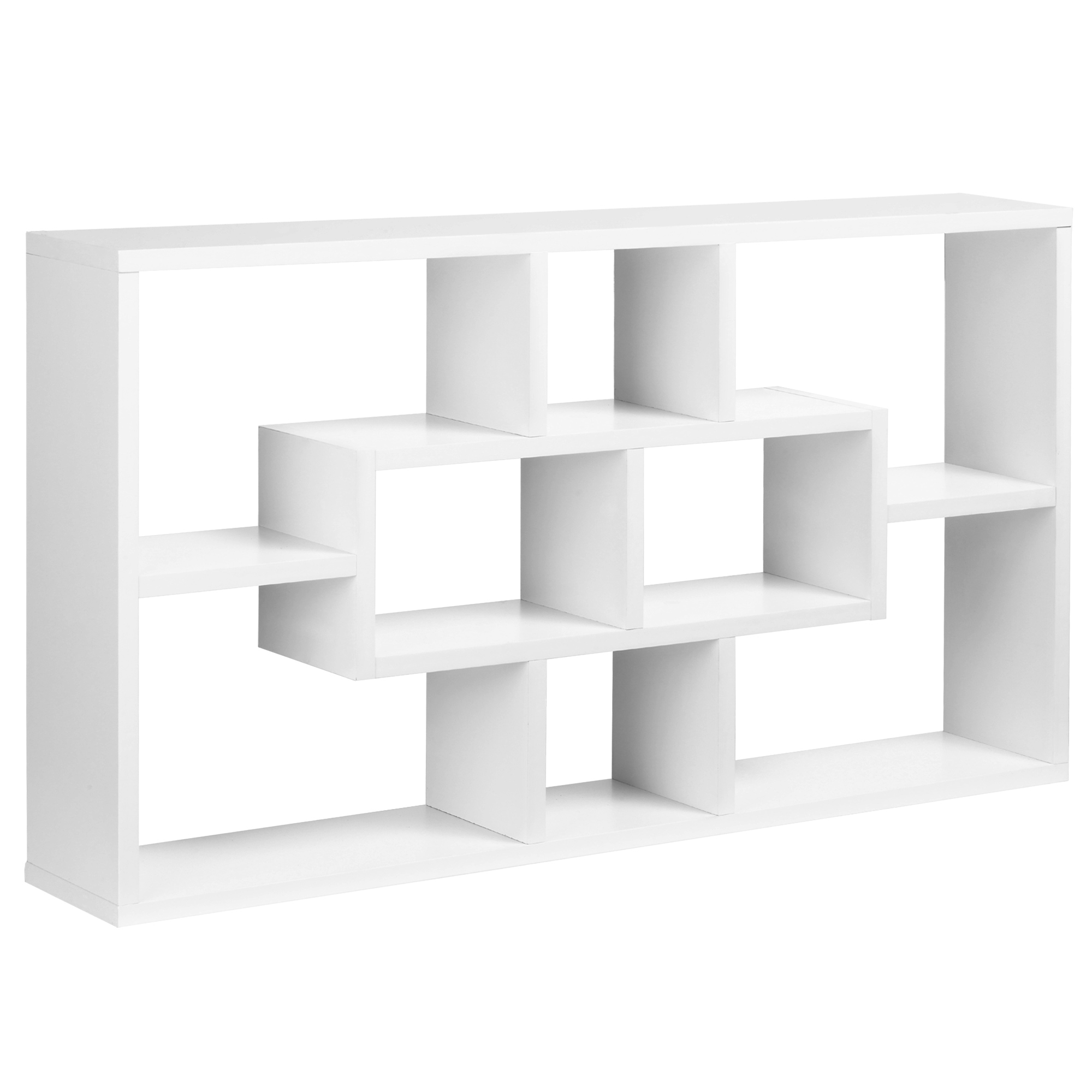 foto del prodotto homcom libreria a parete in legno con 8 scomparti di 3 dimensioni diverse, 85x47.5x14.5cm, bianco, mensola da muro moderna aosom